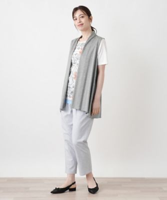 接触冷感】洗えるドレープベスト【Leilian WHITE