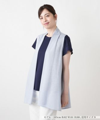 接触冷感】洗えるドレープベスト【Leilian WHITE