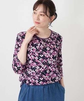 ドット柄七分袖カットソー【Leilian WHITE LABEL 