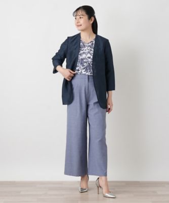 ノーカラーVネックジャケット【Leilian WHITE LABEL