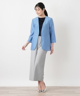 ノーカラーVネックジャケット【Leilian WHITE LABEL