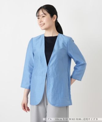 ノーカラーVネックジャケット【Leilian WHITE LABEL