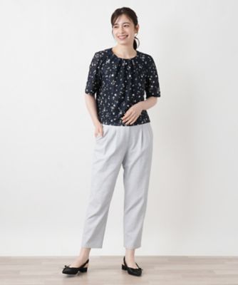 レリアン⭐︎ホワイトパンツ　9号 ストレッチクロップドパンツ【Leilian WHITE LABEL