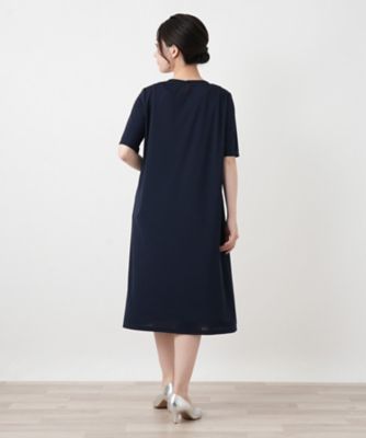 洗えるボタニカル柄切替フレアワンピース【Leilian WHITE