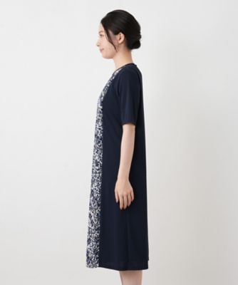 洗えるボタニカル柄切替フレアワンピース【Leilian WHITE