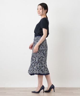 接触冷感】リバーシブルプリーツスカート【Leilian WHITE