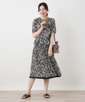【新品】定価48,400円　レリアン　リバーシブルプリーツスカート　13＋ 接触冷感】リバーシブルプリーツスカート【Leilian WHITE