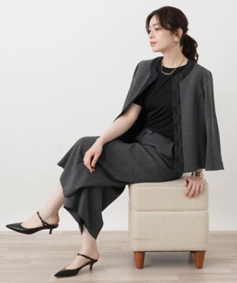 レーストリムパンツスーツ【Leilian WHITE LABEL