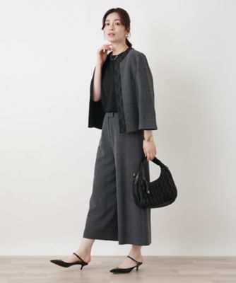 レーストリムパンツスーツ【Leilian WHITE LABEL