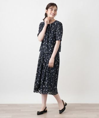 フラワー柄ブラウススーツ【Leilian WHITE LABEL