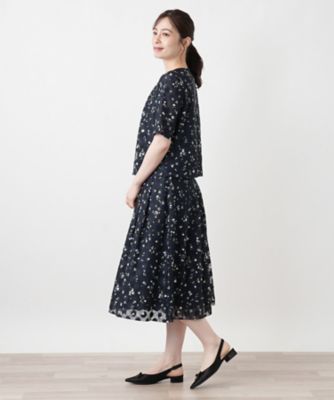 フラワー柄ブラウススーツ【Leilian WHITE LABEL