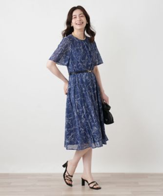 【11号】Leilian ドットフレアワンピース Aライン 美品 洗える 日本製 洗えるボタニカル柄フレアワンピース【Leilian WHITE