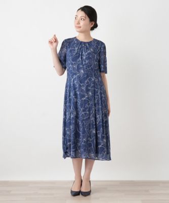 洗えるボタニカル柄フレアワンピース【Leilian WHITE