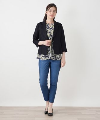 ☆カイページ☆【Leilian】素敵な七分袖ジャケットとインナーセットL ポリエステルタフタワッシャー7分袖ジャケット[品番：NICW0006481 ジャケット・アウター