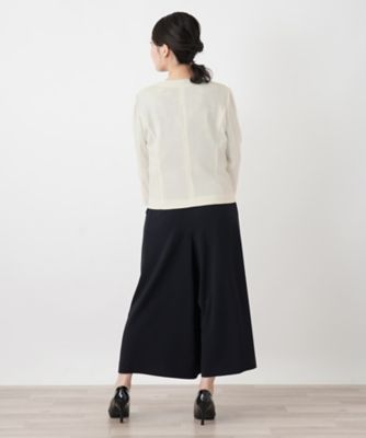 七分袖ノーカラージャケット【Leilian WHITE LABEL