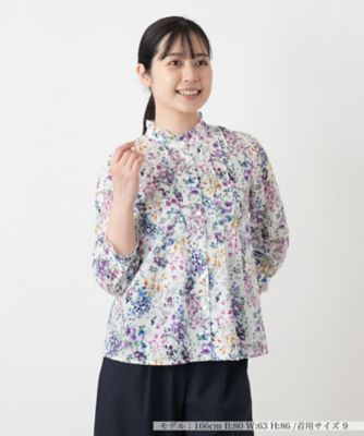 花柄ボウタイ風ブラウス【Leilian WHITE LABEL