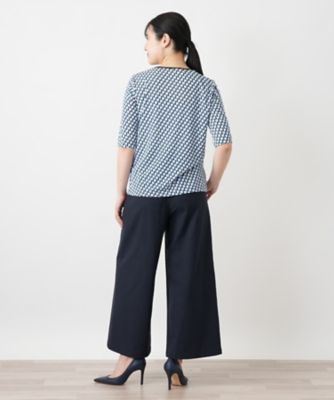 幾何学柄五分袖カットソー【Leilian WHITE LABEL