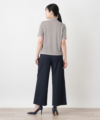 幾何学柄ボウタイ風カットソー【Leilian WHITE LABEL