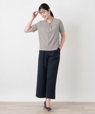 幾何学柄ボウタイ風カットソー【Leilian WHITE LABEL