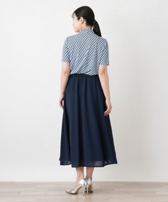 幾何学柄ボウタイ風カットソー【Leilian WHITE LABEL