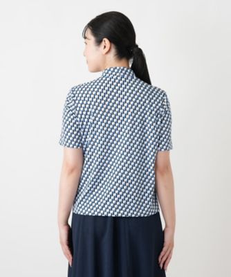 幾何学柄ボウタイ風カットソー【Leilian WHITE LABEL