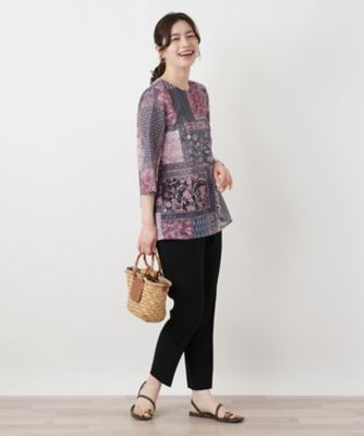 ペイズリー柄チュニックブラウス【Leilian WHITE