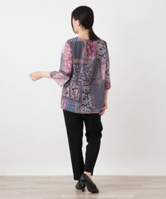 ペイズリー柄チュニックブラウス【Leilian WHITE