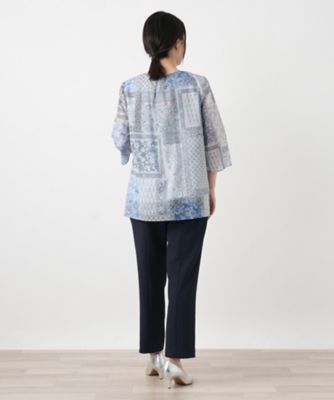 ペイズリー柄チュニックブラウス【Leilian WHITE