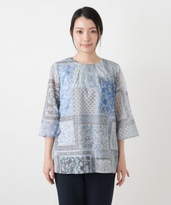 ペイズリー柄チュニックブラウス【Leilian WHITE