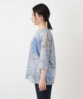 ペイズリー柄チュニックブラウス【Leilian WHITE
