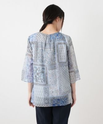ペイズリー柄チュニックブラウス【Leilian WHITE