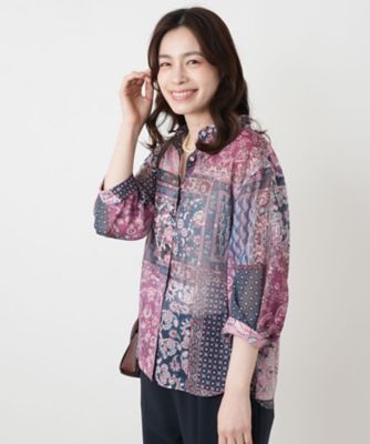 ペイズリー柄シャツブラウス【Leilian WHITE LABEL
