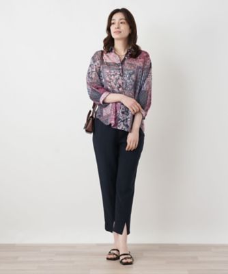 ペイズリー柄シャツブラウス【Leilian WHITE LABEL