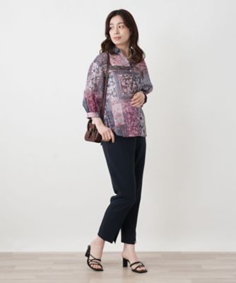 ペイズリー柄シャツブラウス【Leilian WHITE LABEL