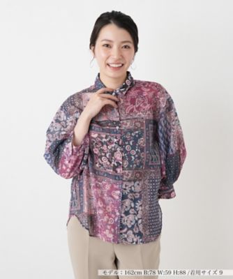ペイズリー柄シャツブラウス【Leilian WHITE LABEL