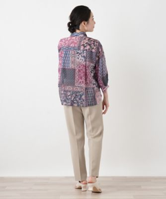 ペイズリー柄シャツブラウス【Leilian WHITE LABEL