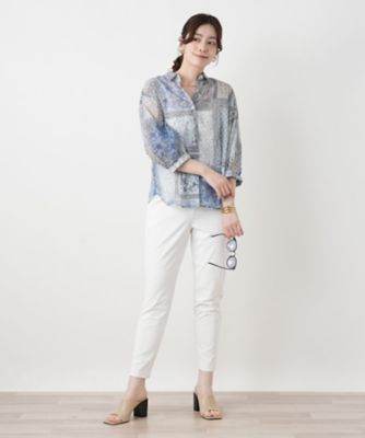 ペイズリー柄シャツブラウス【Leilian WHITE LABEL