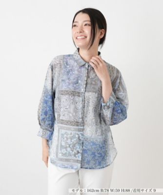ペイズリー柄シャツブラウス【Leilian WHITE LABEL