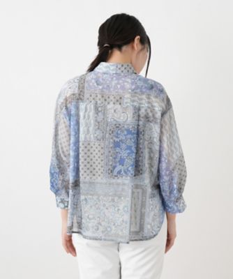 ペイズリー柄シャツブラウス【Leilian WHITE LABEL