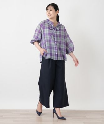 チェックボウタイブラウス【Leilian WHITE LABEL