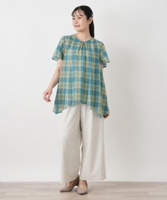 チェックフレアブラウス【Leilian WHITE LABEL