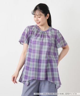 チェックフレアブラウス【Leilian WHITE LABEL