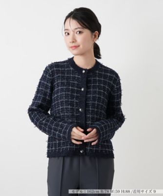 ＜Leilian (Women)＞ツイードチェックカーディガン【Ｌｅｉｌｉａｎ　ＷＨＩＴＥ　ＬＡＢＥＬ】
