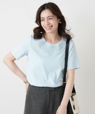 刺繍クルーネックカットソー【Leilian WHITE LABEL