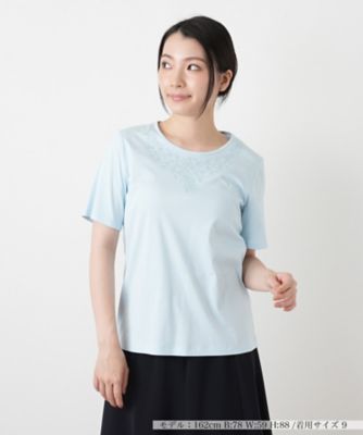 刺繍クルーネックカットソー【Leilian WHITE LABEL