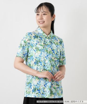 花柄レギュラーカラーブラウス【Leilian WHITE LABEL
