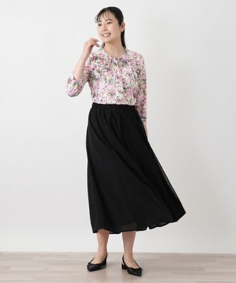 花柄ボウタイ風ブラウス【Leilian WHITE LABEL