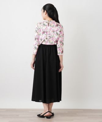 花柄ボウタイ風ブラウス【Leilian WHITE LABEL