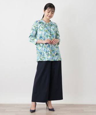 花柄ボウタイ風ブラウス【Leilian WHITE LABEL