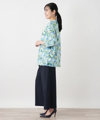 花柄ボウタイ風ブラウス【Leilian WHITE LABEL